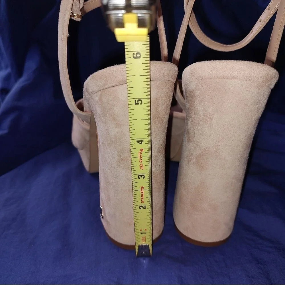 Sam Edelman Kristen Cappuccino Vegan Suede Nubuck Strappy Platform sandals 10